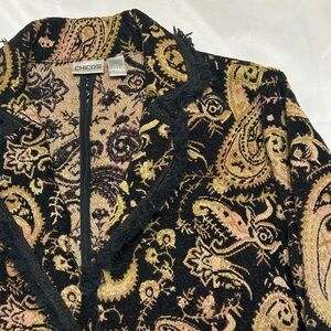 Chico's Elegant Black‎ and Gold Paisley Blazer
